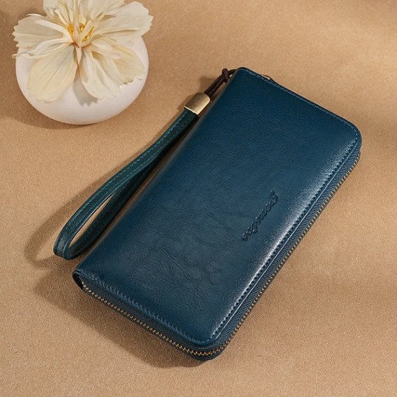 Real Soft Leather Women's Wallet Long Zipper Brand Counter genuine goods New Explosions Retro Casual Mobile Phone Bag 5