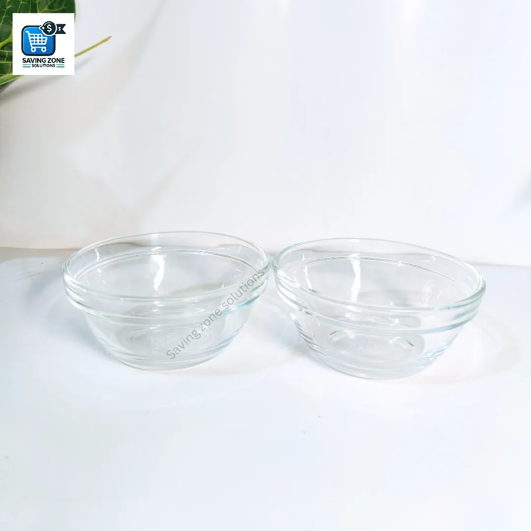 2Pcs Round Glass Bowl Set Elegant Transparent Bowls for Serving Salads Snacks Desserts 3