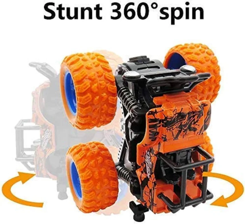 Monster Trucks Pull Back Vehicles Cars Rotation 4 Wheels Drive Durable Friction Powered Push 6
