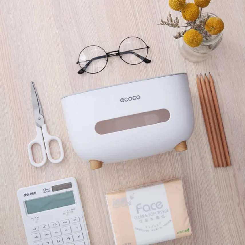 Ecoco Tissue Box, PVC Tissue Box, Multifunctional Box, Pen Holder, Remote Control, Tissue Holder, Storage Box, Cosmetic Tissue Box 5