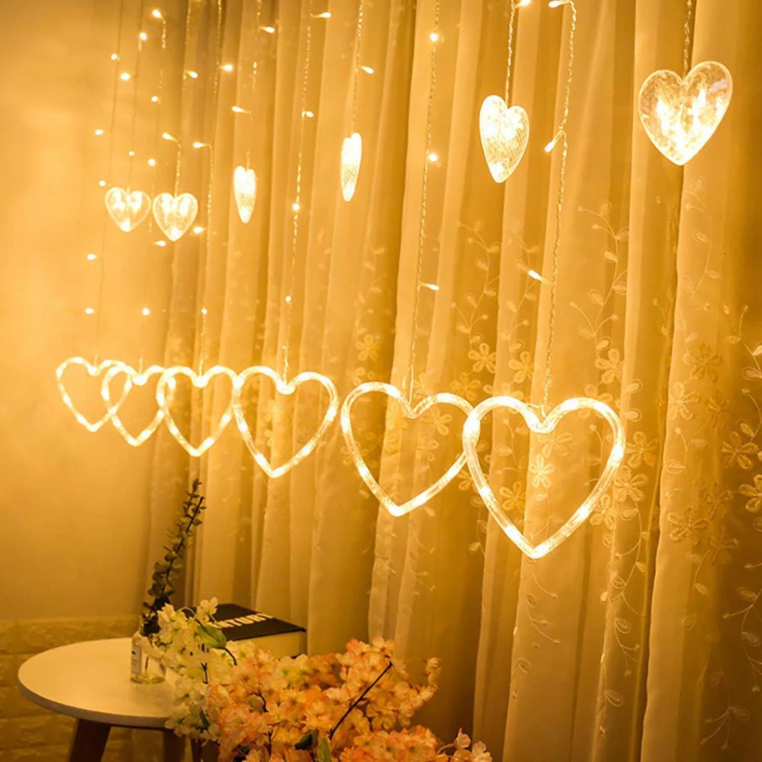 Heart shape Love led curtain light with 8 Flashing Modes For Home Decor Fairy String Light - Room Decoration Light 3