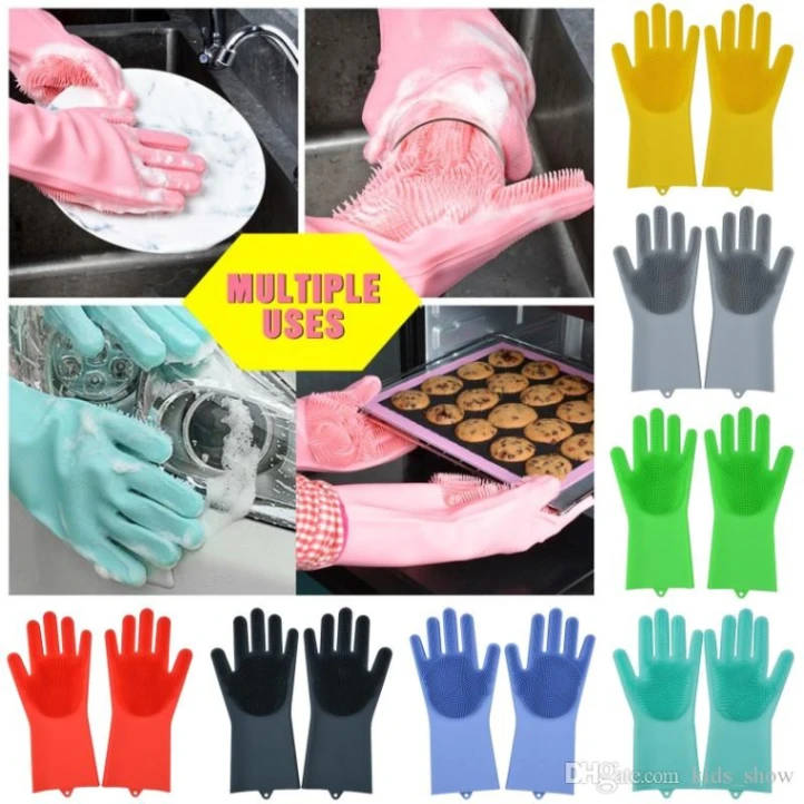2pcs Silicone Dish Washing Kitchen Hand Gloves, Magic Silicone Dish Washing Gloves 5
