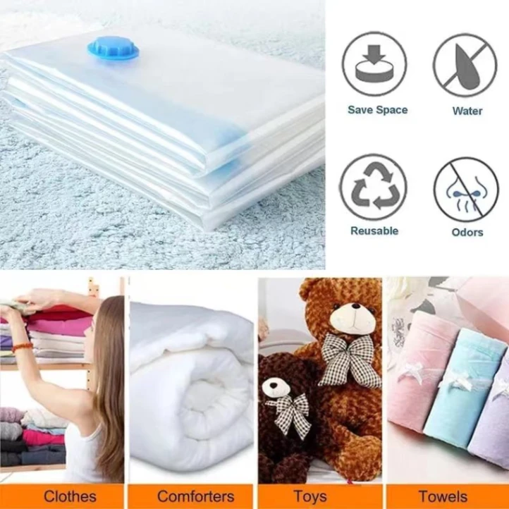Vacuum Storage Bags( 4 Pack ) with (1 Hand Pump) - Space Saver Solution for Home Organization Size 5