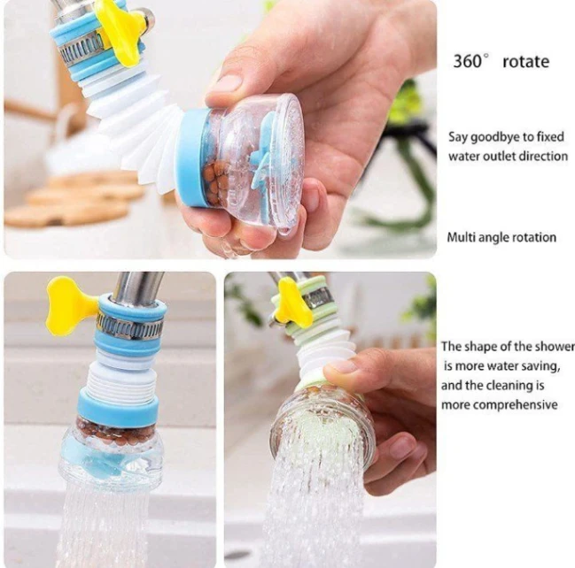 360 Degree Water Filter Tap Water Saving Faucet Water Faucet Adjustable Water Valve Splash Water Faucet, Extender Sprayer for Kitchen 2