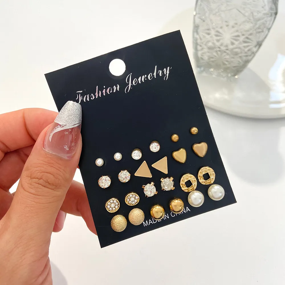 New Trendy 12 Pairs = 24 Pcs Pearl Stud Earrings Set for Women Simple Top - Earrings Set for Women New Collection - Earrings Set 12 Pairs for Girls - Earring for Women - Ear Ring Set 12 Pairs for Girls Stylish/ Earring 12 Pairs Set for Girls Simple 2