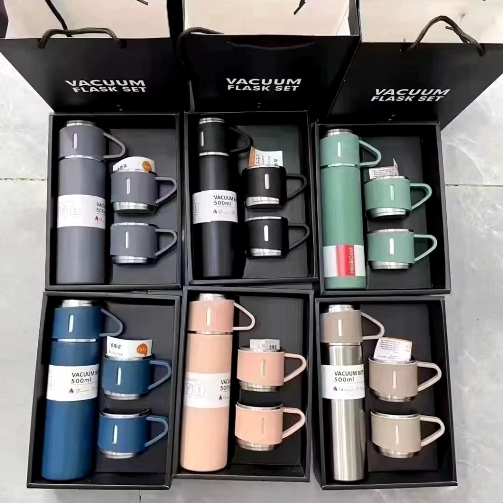 Vacuum Flask Gift Set -Vacuum Flask Set with 3 Cups&#x2F; Stainless Steel Vacuum Flask Set&#x2F; Coffee Mug&#x2F; Tea Mug&#x2F; Travel Mug 5