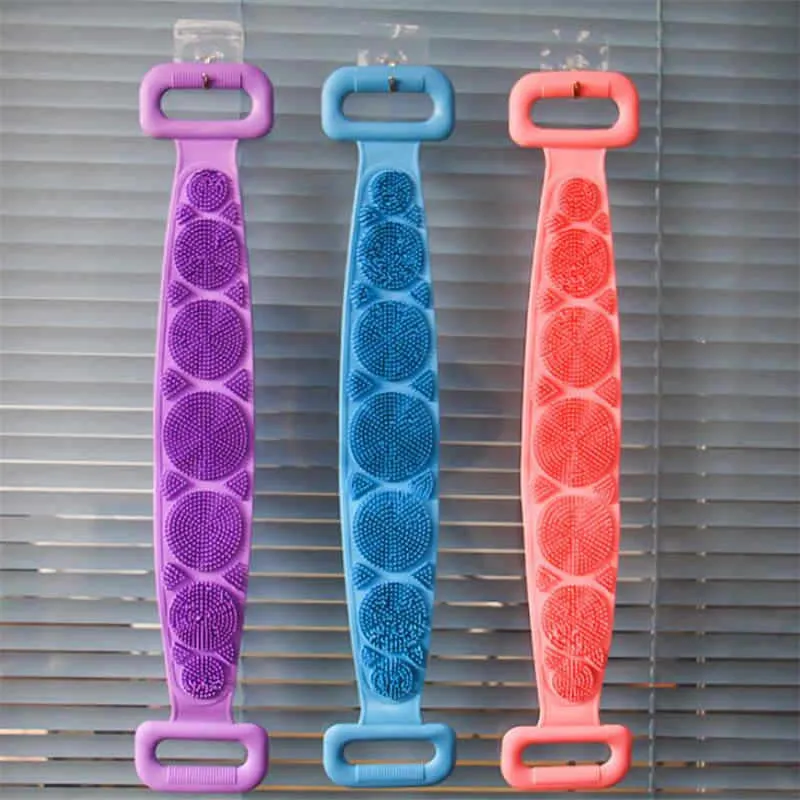 Silicone Back Scrubber Bath Belt Double-Sided Massage Body Wash Brush Shower Exfoliating Belt Removes Bath Towel, Cleaning Tools for men and women 7