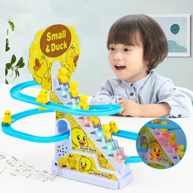 Happy Duck Race Toy, Electric Slide Track Toys Game with Small Duck 2