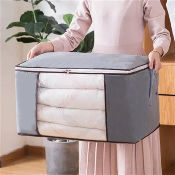 Blanket Storage Bag, Foldable Space-saving Non-woven Fabric Folding Stackable Blanket Storage Bag for Wardrobe 7