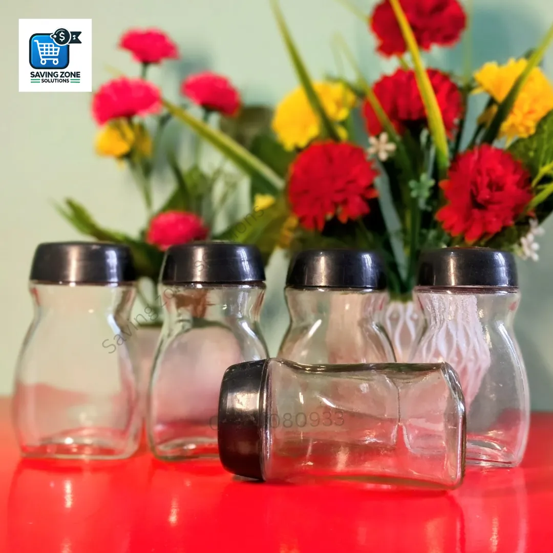6 pcs 120ml GIlass Food Jar Black Lid Coffee Spices Dry Food Storage Container Airtight Glass Jar 3