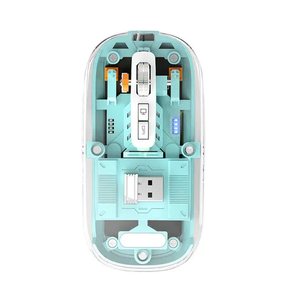 Transparent Magnetic Crystal Wireless Mouse Removable Cover Dual Bluetooth Mouse 3 Modes Connect 2.4G Wireless Mouse fit for iOS/Android/Windows 7