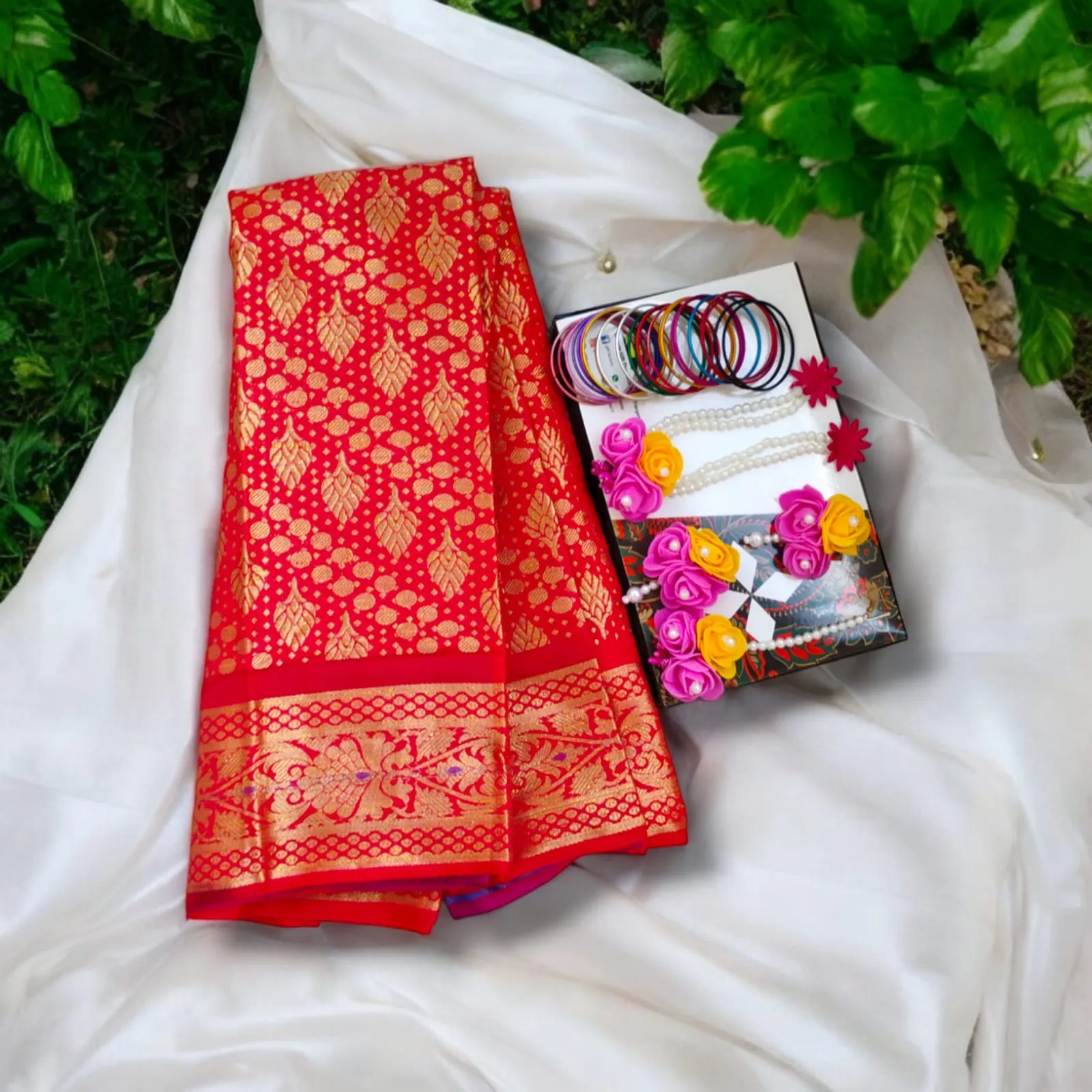 Mehdi Night Saree Combo Pack for Baby Girls Comfortable and Suitable for All Seasons and Marriage Occasions 2