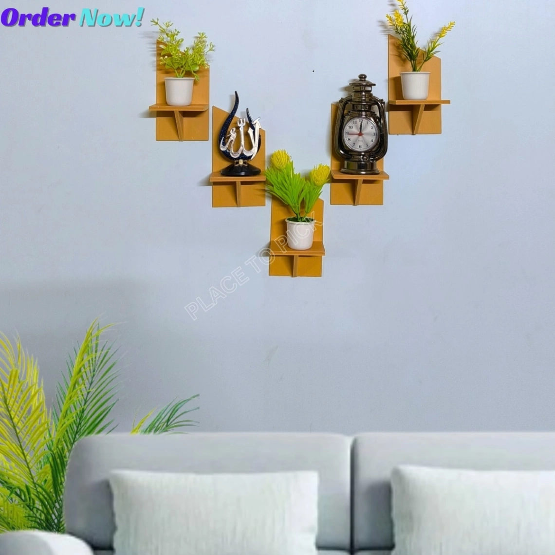 State Wall Shelf Without Flower , Self Adhesive Punch Free Wall Décor (3 Pcs 1 Set) Waterproof And Premium Quality. 6