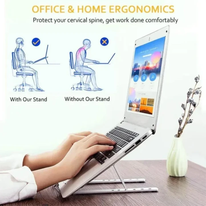 Laptop stand aluminum alloy adjustable multi-angle laptop stand for 10-17 inch tablet, notebook, laptop use. 7
