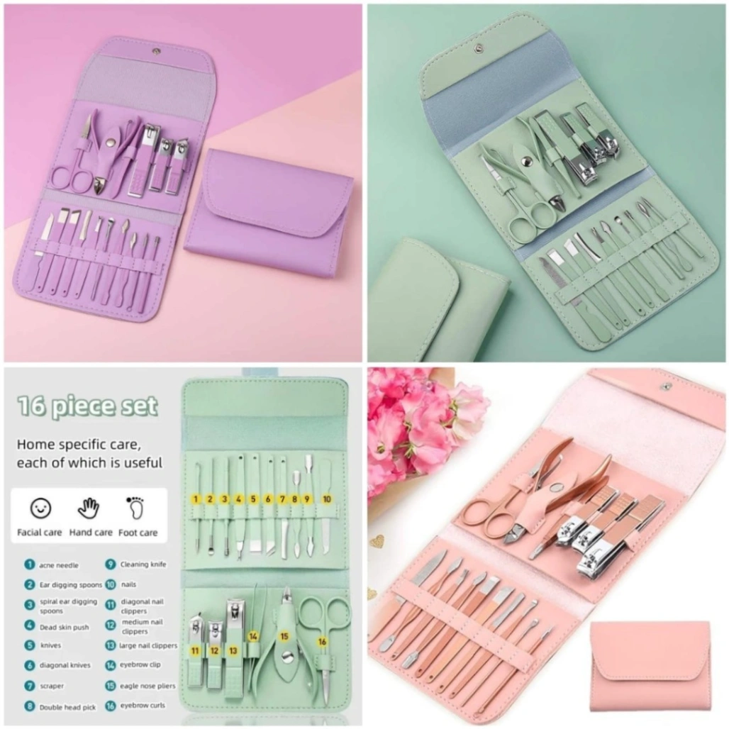 16 Pcs Manicure Set Professional Nail Clippers Pedicure Kit, 3
