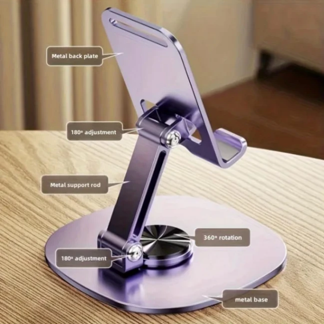 360 Rotating Metal Aluminum Alloy Phone Holder Stand Adjustable Universal Table Tablet Phone Stand 4