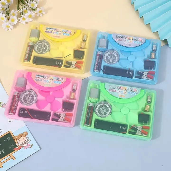 Science Box With Plastic Box Includes Fan, Compass, Light, Battery Electric Circuit Motor School Set 12 Pieces Electronic Science Project Kit for Kids Interesting Project for kids, dr Light Control Fan Circuit Science Diy Kit Educational (Big) 2