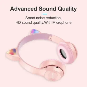 Cute Cat Ear Wireless Headphones P47 Headset Bluetooth HIFI Stereo Headphones Music Earphone Handfree Supports Earbuds TF Memory Card MP3 Player with Microphone for Andorid IOS 4