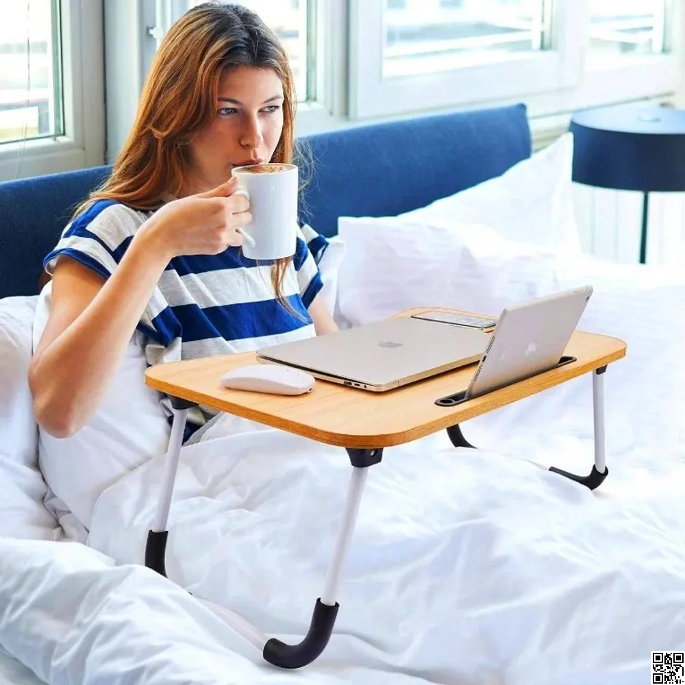 Foldable Laptop Table Wooden For Reading, Writing, Eating, On Bed 2