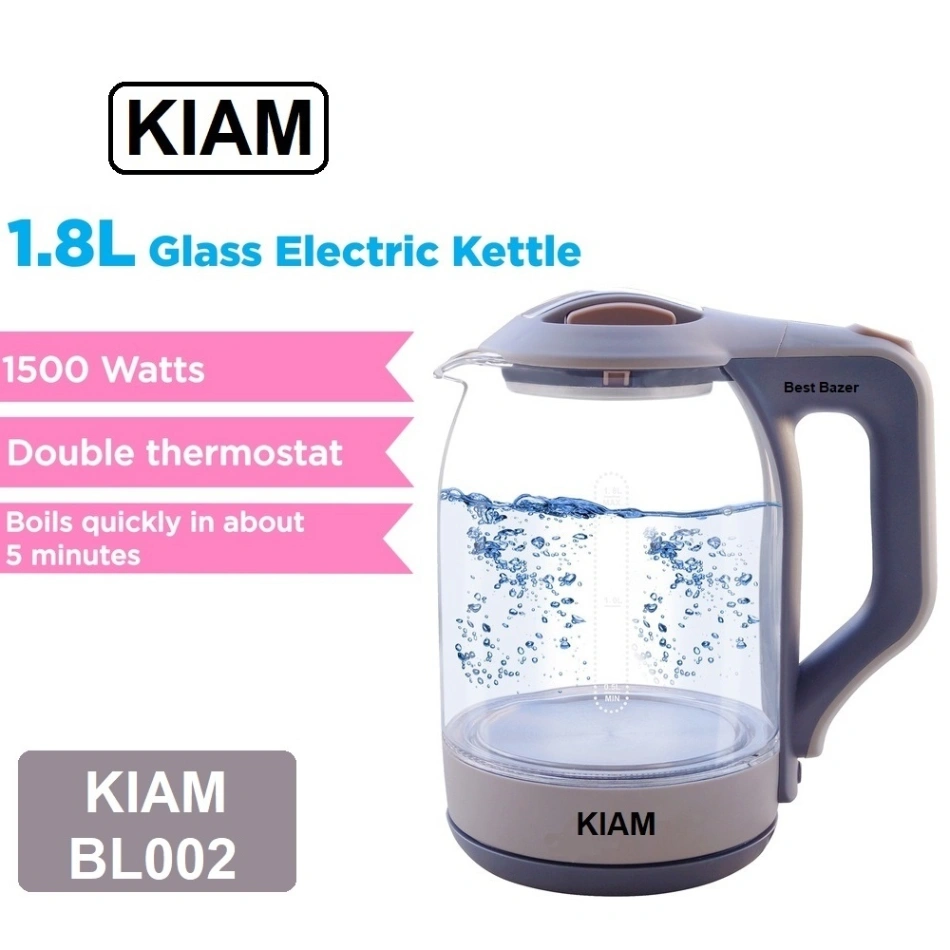 Kiam Electric Kettle BL-002 (1.8 L) With Glass kettle - Automatically turns Off - Automatic Over Heat Protection 6