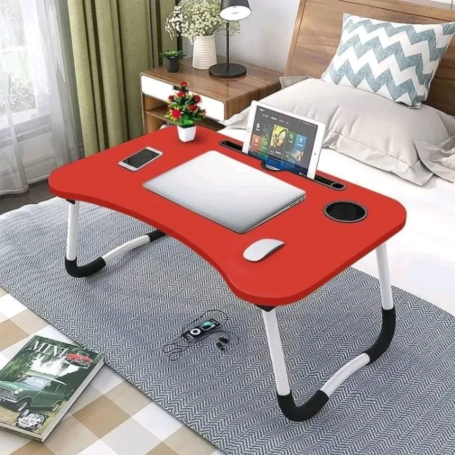 Foldable Laptop Table-Red For Reading, Writing, Eating, On Bed 2