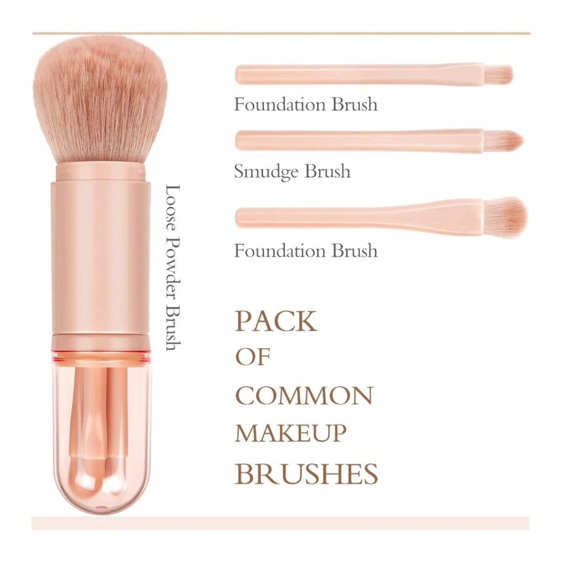 4 in 1 Makeup Brush Set, Professional Cosmetic Makeup Brushes-use Retractable Mini Facial Makeup Tool 7