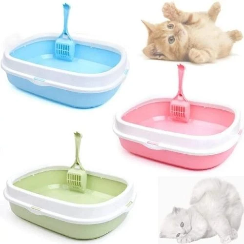 Cat Litter Box with Scoop - Pink &amp; Blue 3