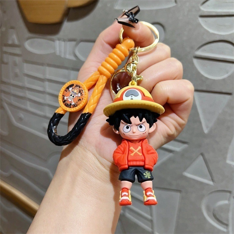 One Piece Luffy Keychain Keyring | Amazing Anime Character Bag Charming Keychain | Cool Large PVC Key Ring Collection 5