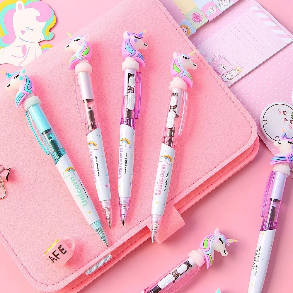 1 Pcs Creative Cartoon Unicorn Light Pen Cute Glowing Ballpoint Pen Student 3