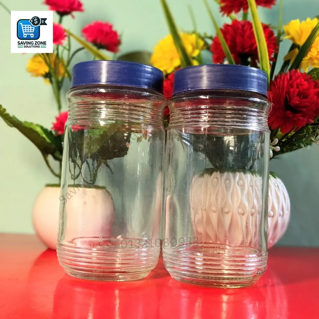 4 Pcs 500 ml Glass Jar with Blue Lid Glass Jar for Kitchen Glass Jar Container Elegant Durable Glassware Food Storage Solution 3