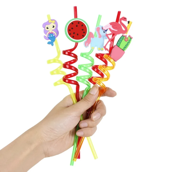 4Pcs Fruit Straw, Party Decoration Colorful Fruit Style Straw, Reusable Straws, Smoothie Drinking Straws, 3