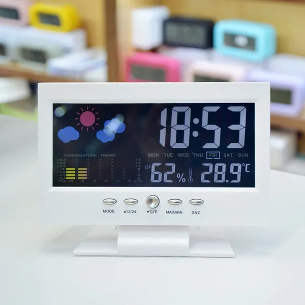 large-screen weather clock color screen display temperature and humidity home  alarm clock 3