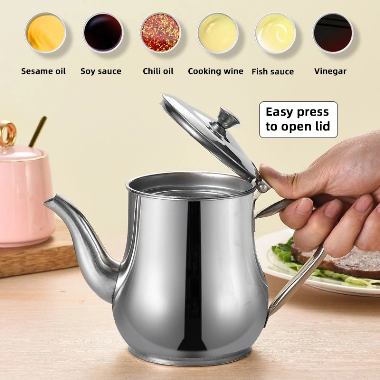 Stainless Steel Oil Strainer Pot Container Jug Storage Can With Filter Cooking Oil Pot Kitchen Large Capacity 32oz 2