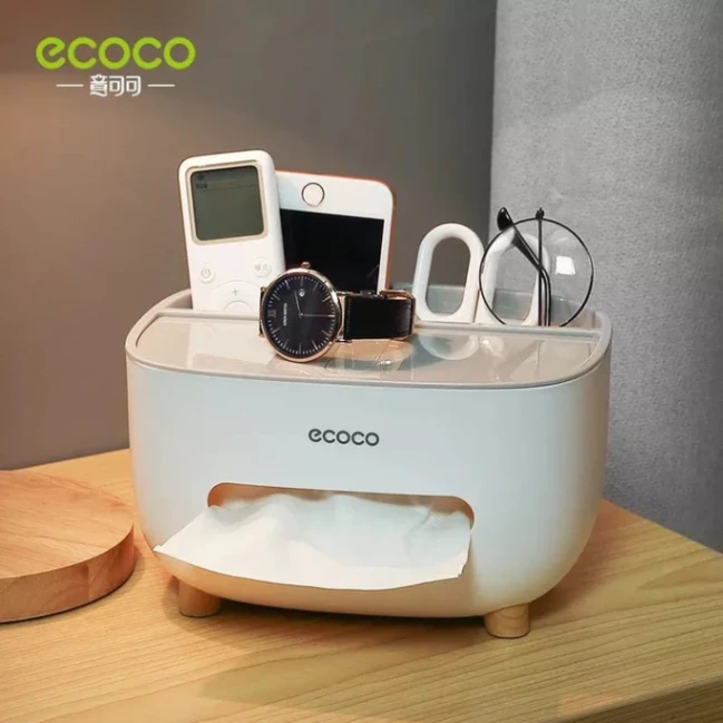 Ecoco Tissue Box, PVC Tissue Box, Multifunctional Box, Pen Holder, Remote Control, Tissue Holder, Storage Box, Cosmetic Tissue Box 7