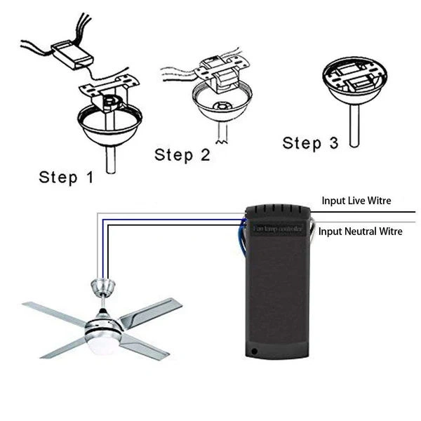Ceiling Fan Lamp Remote Control Kit Adjusted Wind Speed Transmitter Receiver Universal 1Set Fan Remote Control 3