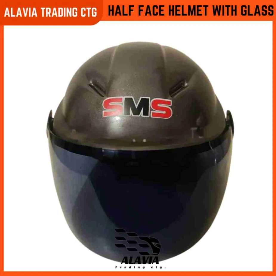 Pelion SMS Cap Style Half Face Motorcycle Helmet With glass for Men & Women - Black 3