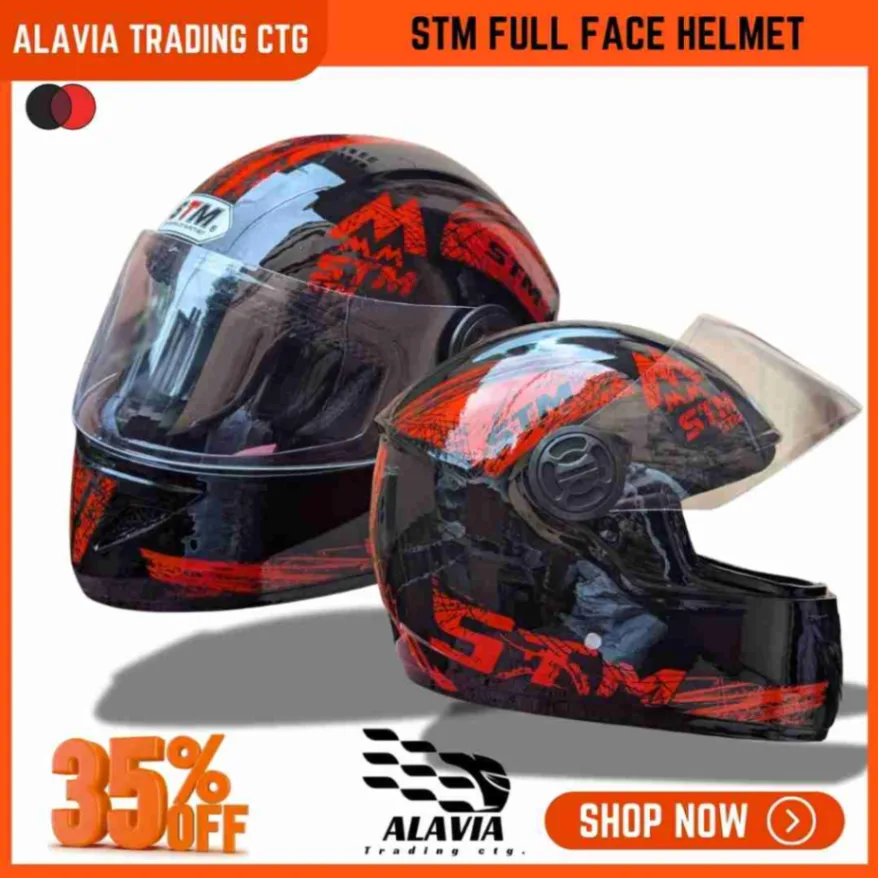 STM Full Face Black & Red STM Graphics Unisex Motorcycle Helmet 2