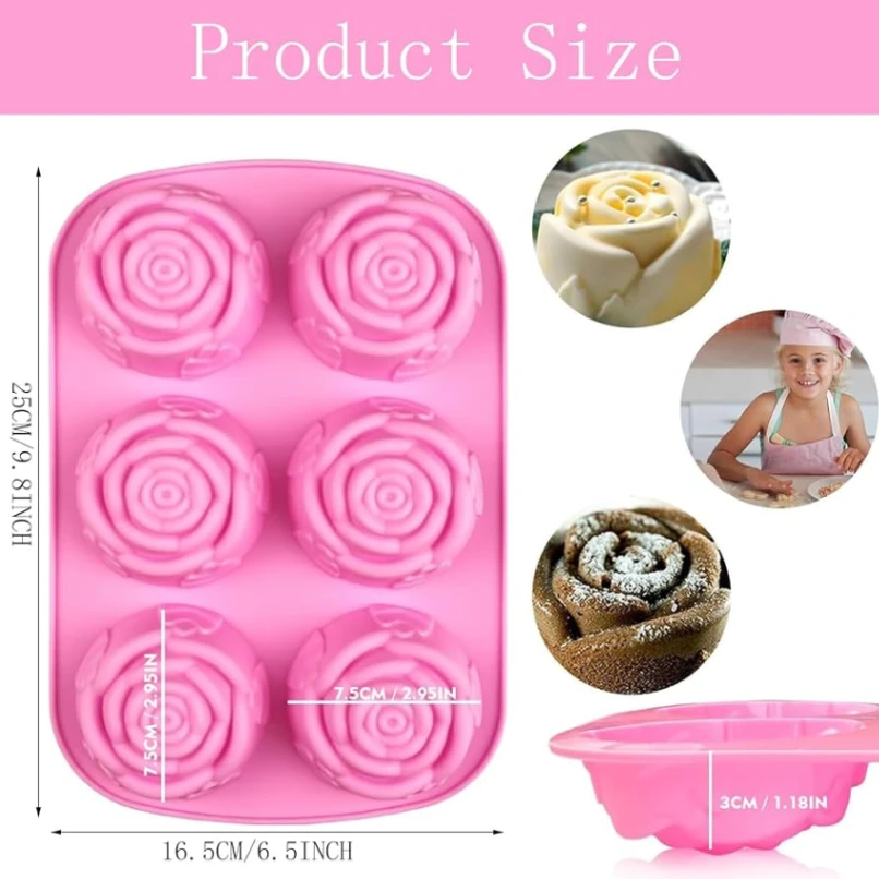 Soap Silicone Rose Design Mold (6 Cavity 5
