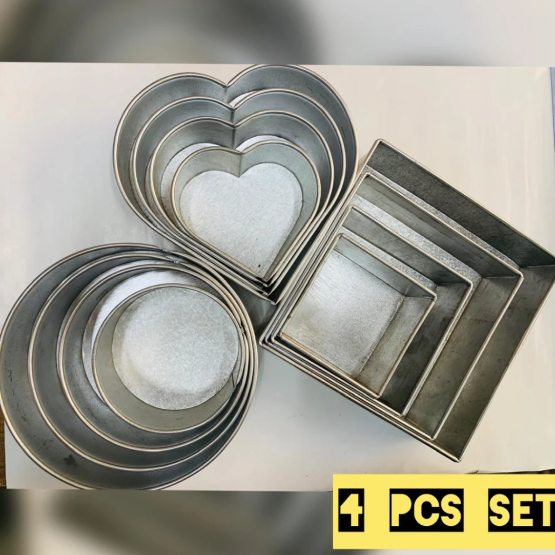 4 pcs set Heart Shape Cake Mold - Cake Baking Mold - 4 pieces Mold set Love&#x2F;square and round style 2