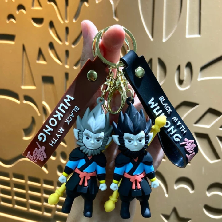 Black Myth Wukong Keychain Pendant Monkey King Keyring Bag Gift Rantai Kunci Kids Girls Boys Silicone Cartoon Keychain 4