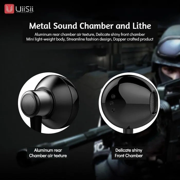 Uiisii Hm12 Half In-Ear Headset Metal Bass Music Earphone Wired Headphones With Mic And Pouch Bag - Headphone 5