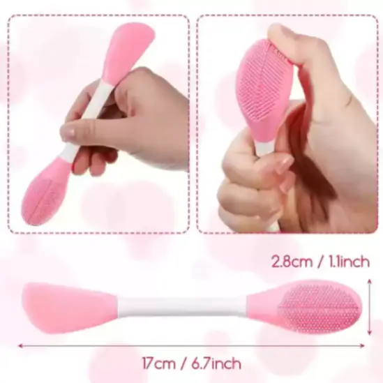 2 in 1 Silicon Facial Mask Applicator, Handheld Face Wash Brush for Pore Cleansing, Gentle Exfoliating, Removing Blackhead Brush 6