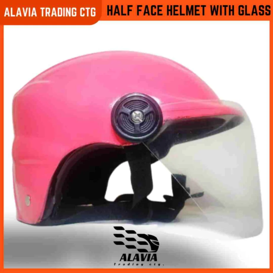 Pelion SMS Cap Style Half Face Motorcycle Helmet With Glass for Men & Women - Pink 3