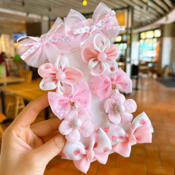 Children&#x27;s Mesh Flower Hairpin Decoration Cute Girl Suit Cloth Does Not Hurt Hair Duckbill Clip Baby Bow Hairpin Lingxue 7