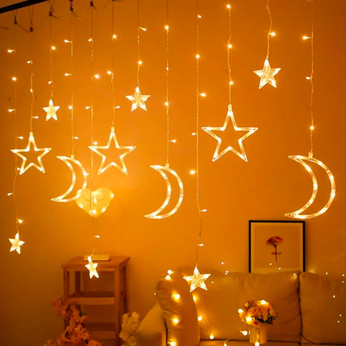 Moon Star LED Fairy Light for Curtains- 16 feet, 3 Moon, 3 Star, 6 Small Star 3