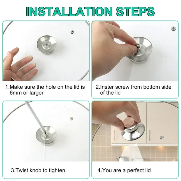 Stainless Steel Universal Pan Pot Lid Knob Handle Knobs Cookware Cover Replacement 5