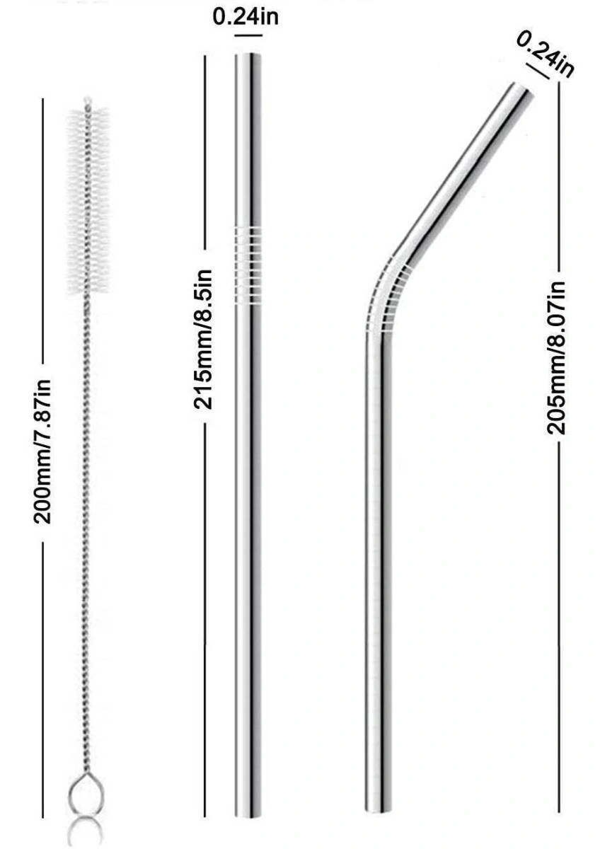 4 Pcs Reusable Stainless Steel Drinking Straw with Cleaner Brush 4