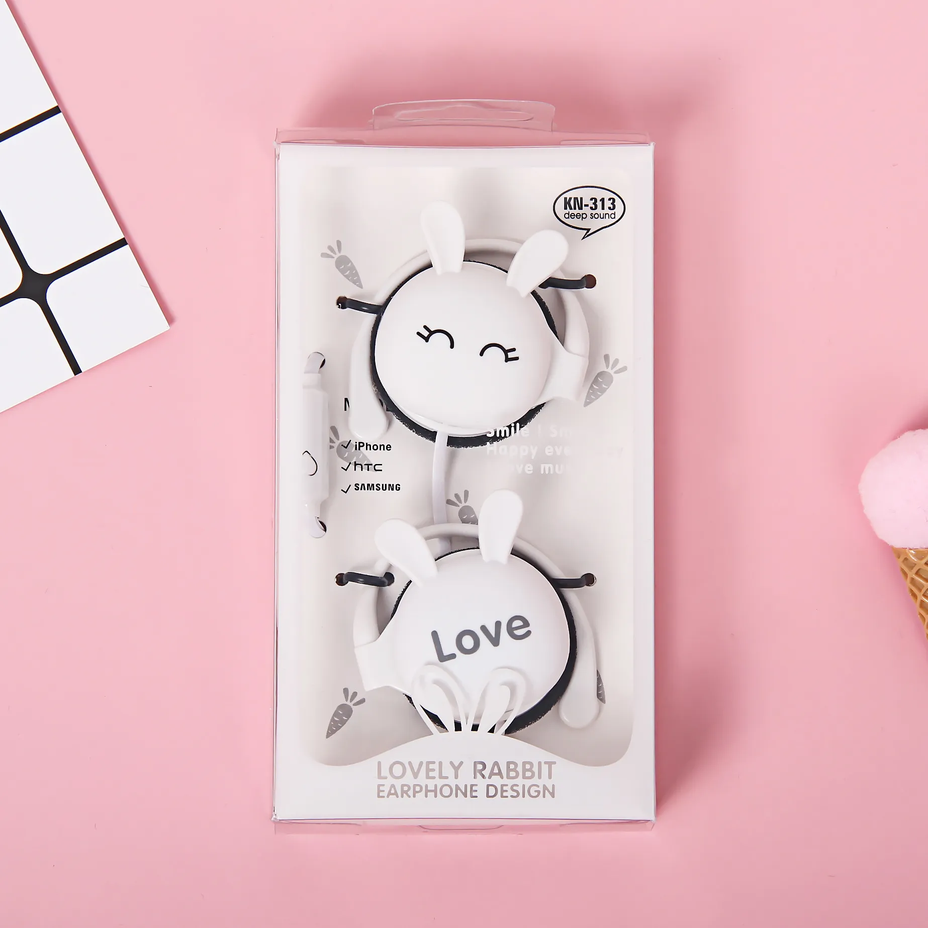 Earphone Wired Earphone Cartoon Earphone Cute Rabbit Wired Headset Portable Cute Student Earphone Love Series 4