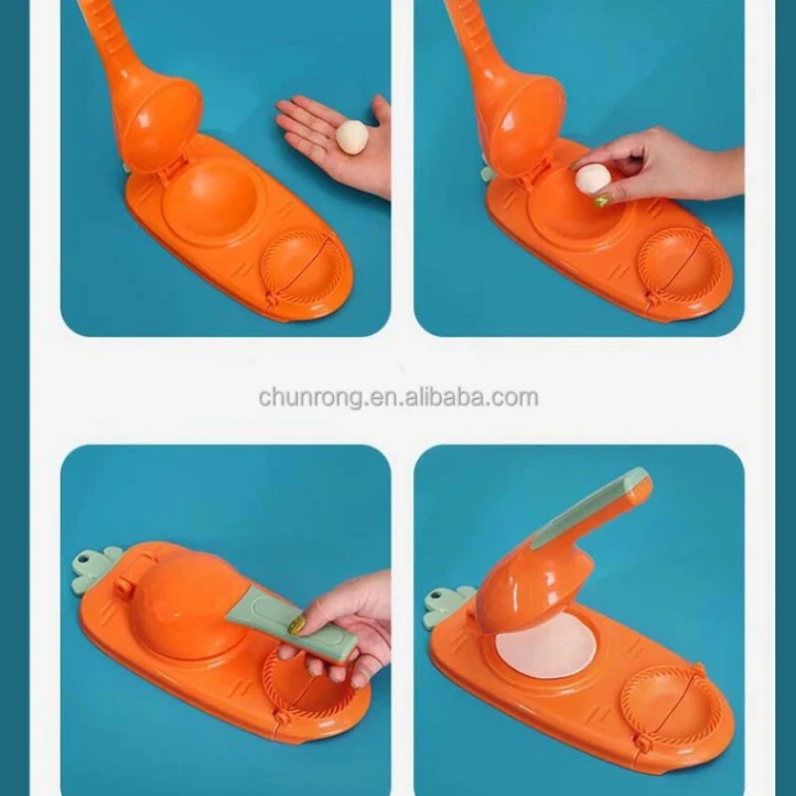 2-in-1 Dumpling Maker Pitha Maker,Dumpling and Pitha Maker Dough Pressing Mold - Orange and Blue 3