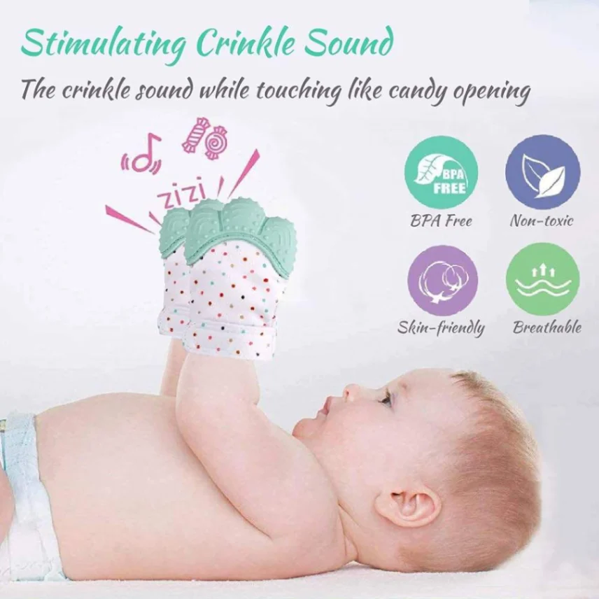 1Pcs Baby Silicone Mitten Teether Glove, Silicone Teething Mitt 5